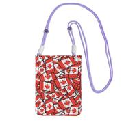 WKSGDSG Waterproof Crossbody Phone Pouch for Women Girls, Small Wallet Crossbody Bag, Carry a mobile phone bag for Travel, Commute, Outing, Slim Fanny Pack, Canadian Flag Shoulder Bag, Purple Strap
