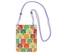 WKSGDSG Waterproof Crossbody Phone Pouch for Women Girls, Small Wallet Crossbody Bag, Carry a mobile phone bag for Travel, Commute, Outing, Slim Fanny Pack, Colorful Bears Shoulder Bag, Purple Strap
