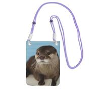 WKSGDSG Waterproof Crossbody Phone Pouch for Women Girls, Small Wallet Crossbody Bag, Carry a mobile phone bag for Travel, Commute, Outing, Slim Fanny Pack, Cute Otter Shoulder Bag, Purple Strap