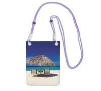 WKSGDSG Waterproof Crossbody Phone Pouch for Women Girls, Small Wallet Crossbody Bag, Carry a mobile phone bag for Travel, Commute, Outing, Slim Fanny Pack, Jamaica Beach Shoulder Bag, Purple Strap