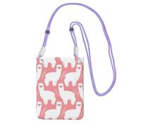 WKSGDSG Waterproof Crossbody Phone Pouch for Women Girls, Small Wallet Crossbody Bag, Carry a mobile phone bag for Travel, Commute, Outing, Slim Fanny Pack, Alpaca Llama Shoulder Bag, Purple Strap