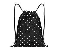 WKSGDSG Waterproof Gym Drawstring Bags White Dot Drawstring Backpack For Men Women, Lightweight Portable String Sack Bags Outdoor Drawstring Bags For Sports Travel Shopping Kids Yoga