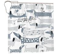 WKSGDSG Waterproof Shower Curtains For Bathroom Set, Cute Dachshund Dog Bath Curtain With 12 Iron Hooks, Farmhouse Shower Curtain Home Bathtub Decor Modern Washable Durable Fabric 183x183 Cm