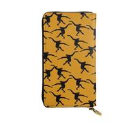 WKSGDSG Zipper Wallet for Women, Black Gibbon Monkey, Large Capacity Checkbook Long Clutch Wallet with Coin Pocket, Faux Leather Organizer for Cash, Cards, Travel, Daily Use, Gift