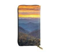 WKSGDSG Zipper Wallet for Women, Blue Ridge Parkway Mountains, Large Capacity Checkbook Long Clutch Wallet with Coin Pocket, Faux Leather Organizer for Cash, Cards, Travel, Daily Use, Gift