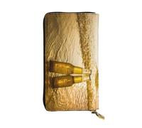 WKSGDSG Zipper Wallet for Women, Bottles Beer Beach Sunset, Large Capacity Checkbook Long Clutch Wallet with Coin Pocket, Faux Leather Organizer for Cash, Cards, Travel, Daily Use, Gift
