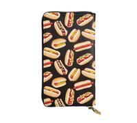 WKSGDSG Zipper Wallet for Women, Fun Food Hot Dogs, Large Capacity Checkbook Long Clutch Wallet with Coin Pocket, Faux Leather Organizer for Cash, Cards, Travel, Daily Use, Gift