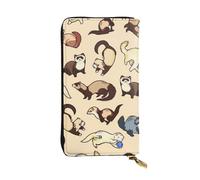 WKSGDSG Zipper Wallet for Women, Hairy Ferret, Large Capacity Checkbook Long Clutch Wallet with Coin Pocket, Faux Leather Organizer for Cash, Cards, Travel, Daily Use, Gift
