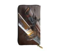 WKSGDSG Zipper Wallet for Women, Japan Samurai Sword, Large Capacity Checkbook Long Clutch Wallet with Coin Pocket, Faux Leather Organizer for Cash, Cards, Travel, Daily Use, Gift