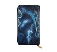 WKSGDSG Zipper Wallet for Women, Moon Stars and Planets, Large Capacity Checkbook Long Clutch Wallet with Coin Pocket, Faux Leather Organizer for Cash, Cards, Travel, Daily Use, Gift