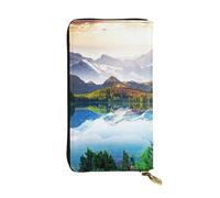 WKSGDSG Zipper Wallet for Women, Mountain View Sunny Day Nature, Large Capacity Checkbook Long Clutch Wallet with Coin Pocket, Faux Leather Organizer for Cash, Cards, Travel, Daily Use, Gift