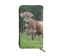 WKSGDSG Zipper Wallet for Women, Real Swiss Cow Brown, Large Capacity Checkbook Long Clutch Wallet with Coin Pocket, Faux Leather Organizer for Cash, Cards, Travel, Daily Use, Gift