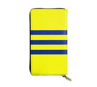 WKSGDSG Zipper Wallet for Women, Yellow Blue Stripes, Large Capacity Checkbook Long Clutch Wallet with Coin Pocket, Faux Leather Organizer for Cash, Cards, Travel, Daily Use, Gift