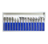 WKSTOOL 15Pcs Flat Cylinder,Bullet,Cone,Spherical,Concave,Round Flame,Reverse Half-Ball,Thin Disc,Multiple Diamond Burrs,6mm Head,1/8 3mm Shank,Sharpen Deburr Grind Bits for Glass Stones Shell