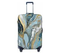 WKSZCYHLKL Azurite Teal and Foil Gold Oil Marble Print Suitcase Cover Luggage Covers for Suitcase Elastic Luggage Protector Covers