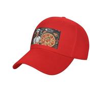 WKSZCYHLKL Chef Pizza Print Baseball Caps, Adjustable Fitted Baseball Hats, Sports Fan Baseball Caps, Outdoor Casual Sports Hats for Youth Red