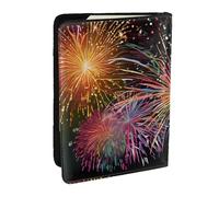 WKSZCYHLKL Explosion Firework 3D Print Passport Holder Pu Leather Travel Wallet Passport Case Passport Covers 6.5 Inch Multiple Card Slots for Men and Women