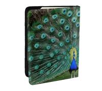 WKSZCYHLKL Green Peacock Feather Print Passport Holder Pu Leather Travel Wallet Passport Case Passport Covers 6.5 Inch Multiple Card Slots for Men and Women