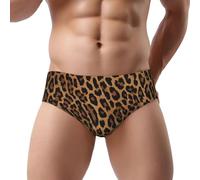 WKSZCYHLKL Leopard Print Men'S Triangle Briefs Low Rise Soft Underpant Breathable And Sweat Absorbent Underwear (S-3xl) Black
