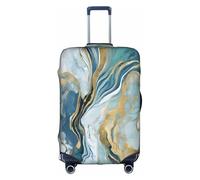 WKSZCYHLKL Luggage Covers for Suitcase Azurite Teal and Foil Gold Oil Marble Pattern Print Suitcase Cover Elastic Luggage Protector Covers