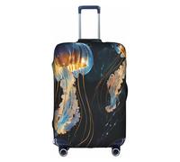 WKSZCYHLKL Luggage Covers for Suitcase Blue and Gold Jellyfish Print Suitcase Cover Elastic Luggage Protector Covers