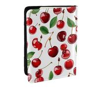 WKSZCYHLKL Red Cherries Print Passport Holder Pu Leather Travel Wallet Passport Case Passport Covers 6.5 Inch Multiple Card Slots for Men and Women