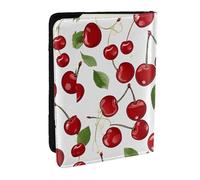 WKSZCYHLKL Red Cherries Print Passport Holder Pu Leather Travel Wallet Passport Case Passport Covers 6.5 Inch Multiple Card Slots for Men and Women
