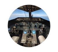 WKSZCYHLKL Round Clock Wall Clock 25 Cm Airplane Cockpit Print Printing Wall Clocks For Living Room, Kitchen, Bathroom, Bedroom Decor, Non-Ticking Wall Clocks Battery Operated