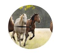 WKSZCYHLKL Round Clock Wall Clock 25 Cm Various Kinds Of Horses Printing Wall Clocks For Living Room, Kitchen, Bathroom, Bedroom Decor, Non-Ticking Wall Clocks Battery Operated