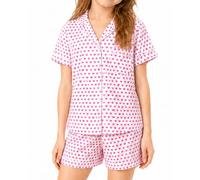 WKTRSM Girls Pyjamas Set Short Sleeve Kids Button-Down Short PJs Breathable Soft Summer Nightwear Lounge Sleepwear for Kids & Teenagers Age 6-13