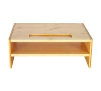 WKWKER 2-Tier Bamboo Monitor Stand With Grooved Storage Computer Monitor Riser Desk Tidy Organizer For Workstation Home Office Printer Laptop Stand (Natural Color)