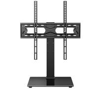 WKWKER Universal TV Stand for 27-65inch LED LCD TV Swivel Table Top TV Stand with 30 Degree Height Adjustable with Mount TV Base with Tempered Glass Base Max VESA 400x400mm