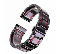 WKWPYCYUH 24mm Universal Ceramic Strap White Black Rose Gold Men's And Women's Bracelet Watch strap(Black and red,24mm)