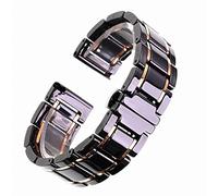 WKWPYCYUH 24mm Universal Ceramic Strap White Black Rose Gold Men's And Women's Bracelet Watch strap(Black and rose gold,23mm)
