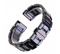 WKWPYCYUH 24mm Universal Ceramic Strap White Black Rose Gold Men's And Women's Bracelet Watch strap(Black and blue,24mm)