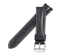 WKWPYCYUH Calfskin Strap 18mm To 22mm Leather With Silver Pin Buckle Watch strap(Black with tan,19mm)
