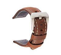 WKWPYCYUH Handmade Leather Strap Retro 20mm 22mm 24mm 26mm Watch Accessories Male Watch strap(Brown silver buckle,26mm)