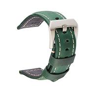 WKWPYCYUH Handmade Leather Strap Retro 20mm 22mm 24mm 26mm Watch Accessories Male Watch strap(Green silver buckle,26mm)