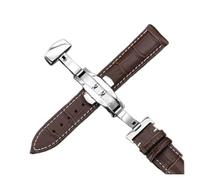 WKWPYCYUH Watch Strap 18 Mm 20 22 24 Calfskin Watch strap(Silver-Brown White,20mm)