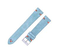 WKWPYCYUH Watch Strap 18mm 20mm Hand-stitched Beige Green Blue Suede Leather Men's Ladies Quick Release Bracelet Watch strap(Sky blue 2)
