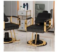WKXTECZT Stylist Chairs for Salon All Purpose Barber Chair for Home Barbershop Shampoo, Reclining Salon Chair for Hair Stylist, Black & Gold,B