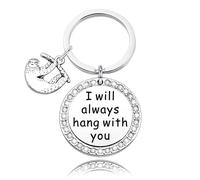 WKXZMTR I Will Always Hang with You Keychain Sloth Keychain Sloth Jewelry Sloth Lover Gifts Inspirational Sloth Gifts, Sloth Ks., 1.18