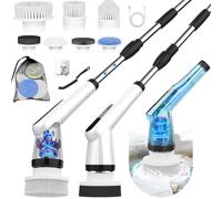 WKY-Electric Spin Scrubber - Upgraded 12-in-1 IPX7 Waterproof Shower Scrubber, Retractable Handle & 2-Speed for Toilet, Bathroom, Bathtub, Tile Floors