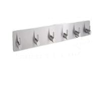 WKYJTDBPV Stainless Steel 3M Self-Adhesive Hook, Wall Door Hook, Robe, Tea Towel(Silver-6Hook)