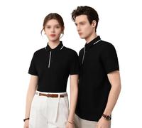 WKZSXXMJ Polo Shirts for Men Women Custom Personalized Logo Texs Cotton Pique Short Sleeves Golf Moisture Wicking 3 Buttons Tops(Black,XXL)