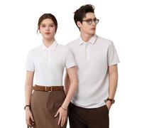 WKZSXXMJ Polo Shirts for Men Women Custom Personalized Logo Texs Cotton Pique Short Sleeves Golf Moisture Wicking 3 Buttons Tops(White,S)