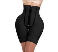 WKZSXXMJ Stage 2 Recovery High-Waist Compression Shorts Post Surgery Faja Body Shaper Postpartum Butt Lifter with Zipper Crotch(M) Black