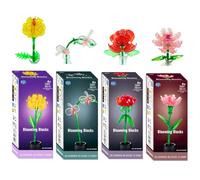 WL Blooming Blocks Buildable Flowers Build Your Own Bouquet - 105 Pieces 26cm - Pack of 4 - Set 3