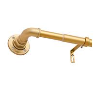 WL.Rocaille Gold curved curtain rod Adjustable curtain track 30 to 126 inches Retractable metal telescopic rod 76 cm to 320 cm for living room, kitchen, room, bedroom and bathroom