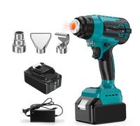 WL Thermal Gun Rechargeable Heat Gun with 3 Nozzles Shrink Wrapping Electric Hot Air Gun Compatible with 18v Battery(Two Big Battery)